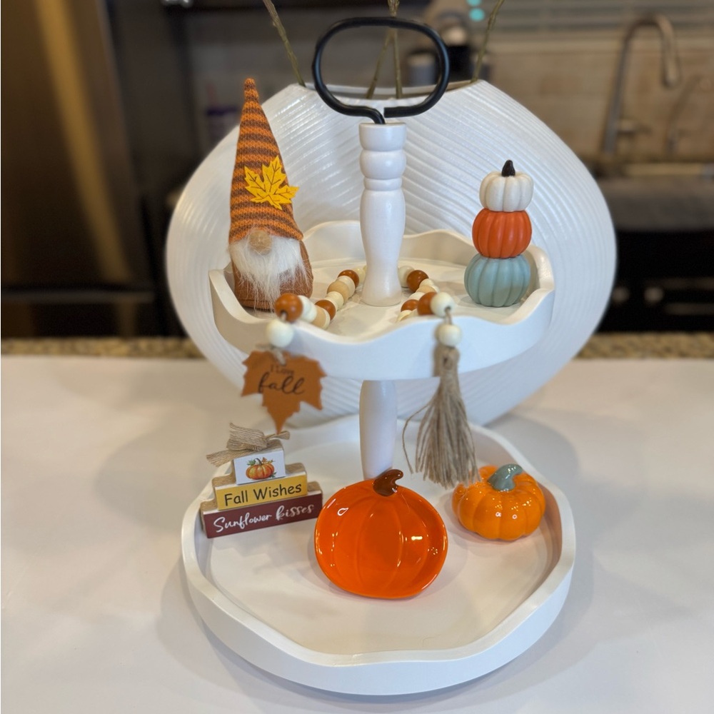 The Perfect Two-Tier White Wooden Tray For Decorations, Food Entertaining NWT - Picture 3 of 11